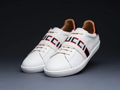 Лот: 17094417. Фото: 1. Кроссовки Gucci Stripe Leather... Кеды, кроссовки, слипоны