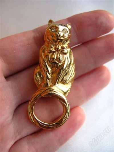 Лот: 1157868. Фото: 1. Винтажная брошь "Кот ученый" от... Броши