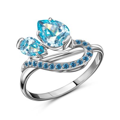 Лот: 23799525. Фото: 1. Серебряное кольцо с ювелирными... Кольца, перстни