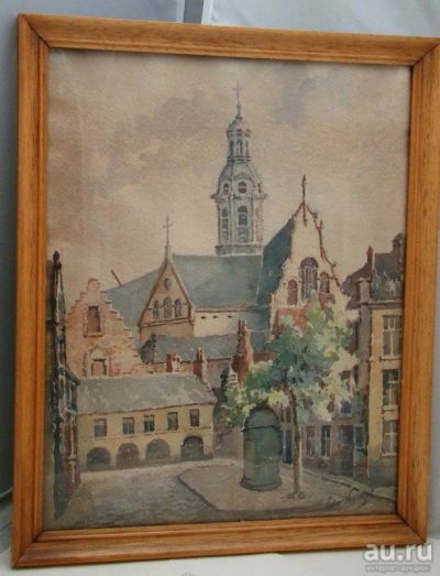 Лот: 17985070. Фото: 1. Картина старинная акварель Старый... Другое (антиквариат)