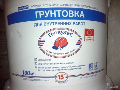 Лот: 6408145. Фото: 1. Грунтовка Для внутренних работ... Смеси, шпатлевки, цемент