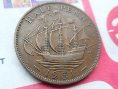 Лот: 10789236. Фото: 1. Великобритания 1/2 пенни 1951. Великобритания и острова