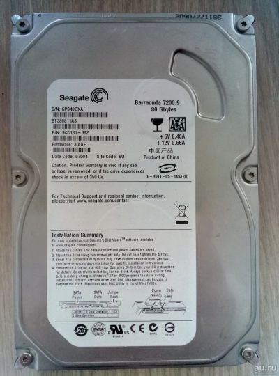 Лот: 13398252. Фото: 1. Жесткий диск 80 Gb 7200.9 Seagate... Жёсткие диски (HDD)