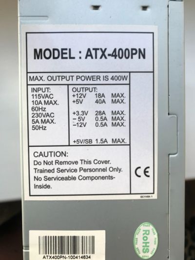 Лот: 17691833. Фото: 1. Блок питания для ПК ATX-400PN... Корпуса, блоки питания