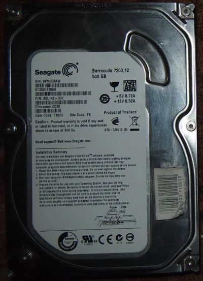 Лот: 4911231. Фото: 1. 500 Gb, 7200 RPM Sаta, Seagete... Жёсткие диски (HDD)