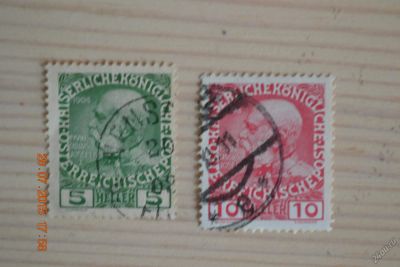 Лот: 5891644. Фото: 1. 2 марки Австрии 1908г. Император... Марки