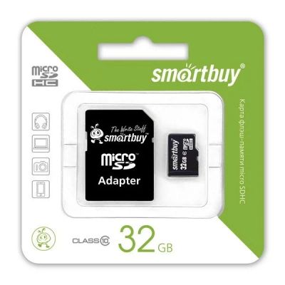Лот: 11759611. Фото: 1. MicroSD 32 Gb Smart Buy+SD адаптер. Карты памяти
