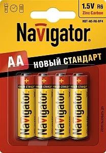 Лот: 12949255. Фото: 1. Батарейка Navigator 94758 R6 BP4... Батарейки, аккумуляторы, элементы питания