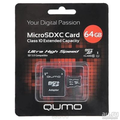 Лот: 11705332. Фото: 1. Карта памяти MicroSD 64Gb QUMO... Карты памяти