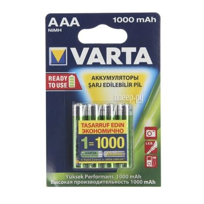 Лот: 21514824. Фото: 1. АКБ AAA Varta 1000mAh LSD BL4... Батарейки, аккумуляторы, элементы питания