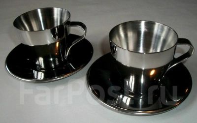 Лот: 12710846. Фото: 1. Две кофейные пары IKEA из нержавейки... Кружки, стаканы, бокалы