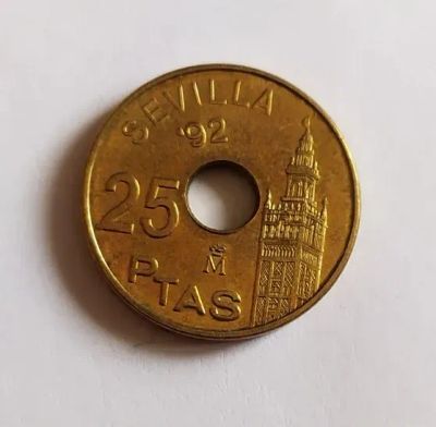 Лот: 24969466. Фото: 1. Испания 25 песет 1992 Севилья... Европа