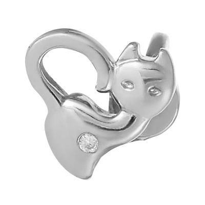 Лот: 23833831. Фото: 1. Серьга-пусета Кошка из серебра... Серьги, каффы