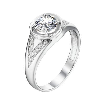 Лот: 23885826. Фото: 1. Серебряное кольцо с фианитами. Кольца, перстни