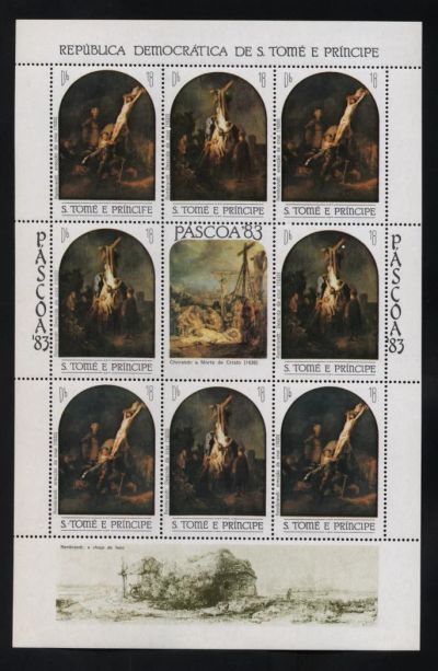 Лот: 5978490. Фото: 1. Сан Томе 1983 Живопись Рембрандт... Марки