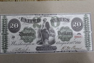 Лот: 24887982. Фото: 1. США 20 долларов 1861 года. Нью-Йорк... Частные выпуски, копии банкнот