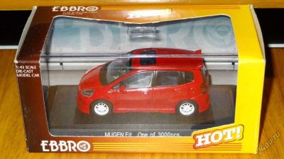 Лот: 5847307. Фото: 1. Honda Fit Mugen red Ebbro. Автомоделизм