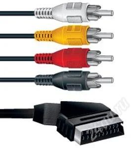 Лот: 1481621. Фото: 1. Кабель Scart - 4RCA 1м. Шнуры, кабели, разъёмы