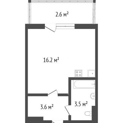 Лот: 21335654. Фото: 1. Продам 1-комн. кв. 23.5 кв.м... Квартиры, студии