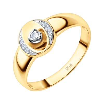 Лот: 23824341. Фото: 1. Золотое кольцо с бриллиантами... Кольца, перстни