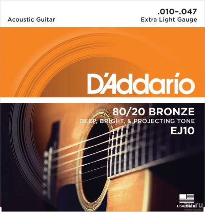 Лот: 8995099. Фото: 1. Струны D`addario EJ10, 010 - 047... Аксессуары, комплектующие