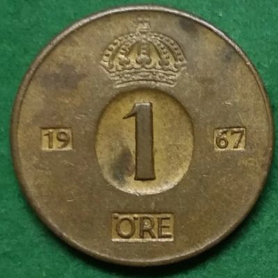 Лот: 18164614. Фото: 1. Швеция 1 эре 1967. Европа