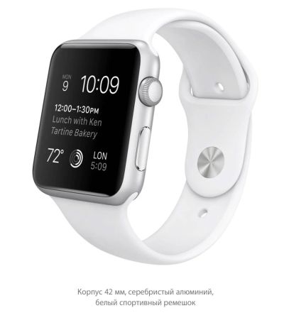Лот: 5464732. Фото: 1. Apple Watch Sport 42 мм, серебристый... Смарт-часы, фитнес-браслеты, аксессуары
