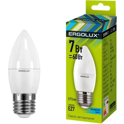 Лот: 24441284. Фото: 1. Светодиодная лампа Ergolux LED-C35-7W-E27-4K. Лампочки