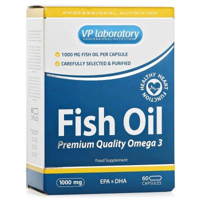 Лот: 10611064. Фото: 1. Fish Oil 1000mg, 60кап (VP Laboratory... Спортивное питание, витамины