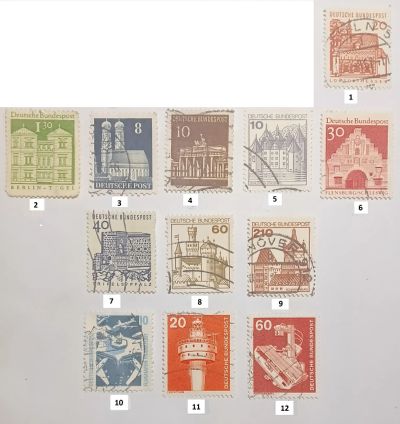Лот: 25634558. Фото: 1. Марки_Германии, Набор 12 штук... Марки