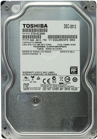 Лот: 15245390. Фото: 1. Жесткий диск Toshiba [DT01ACA050... Жёсткие диски (HDD)