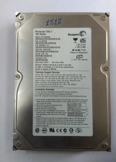 Лот: 11588360. Фото: 1. Жесткий диск Seagate ST3160023A... Жёсткие диски (HDD)