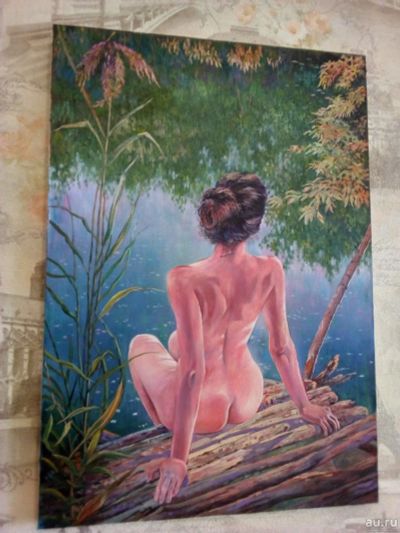 Лот: 17034144. Фото: 1. Продам картину "Девушка у воды... Картины, гравюры