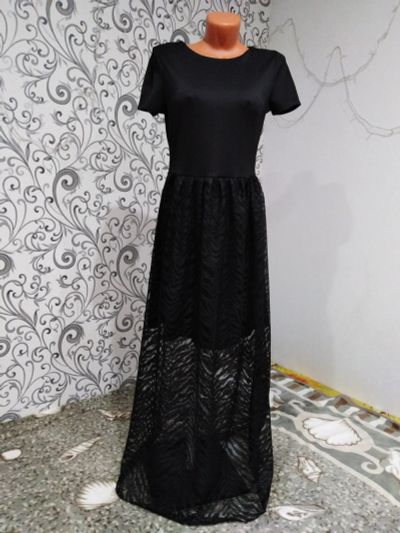 Лот: 14344909. Фото: 1. Кружевное чёрное платье. Платья