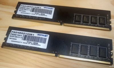 Лот: 13325030. Фото: 1. 8+8=16 ГБ Две планки Patriot PSD48G213381... Оперативная память