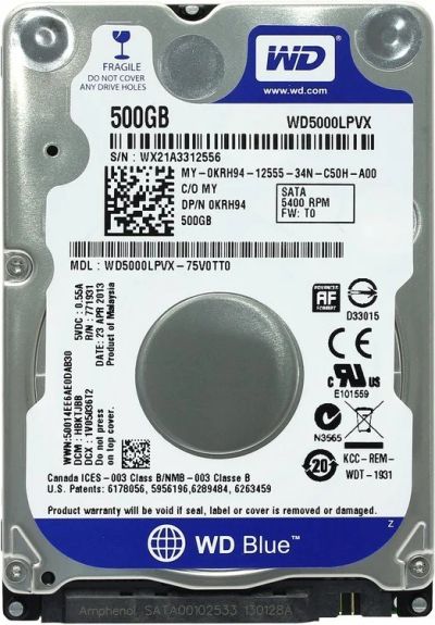 Лот: 10493528. Фото: 1. Жесткий диск 500Gb WD wd5000lpvx. Жёсткие диски (HDD)