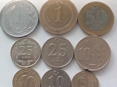 Лот: 21378791. Фото: 1. Набор монет Турции, 9 шт., разные... Наборы монет