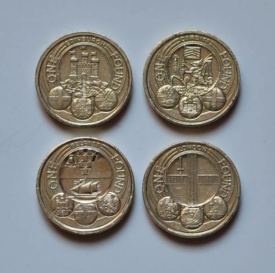 Лот: 17859569. Фото: 1. набор 4 х 1 фунт 2010 и 2011 г... Наборы монет