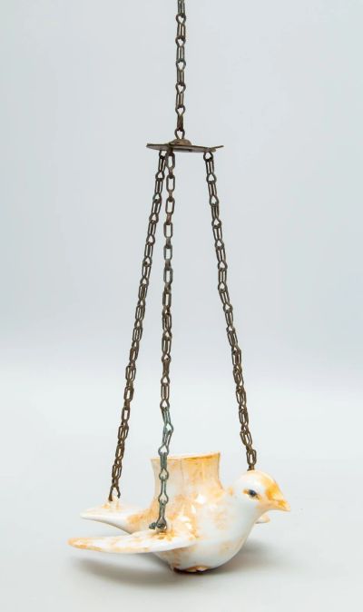 Лот: 19122470. Фото: 1. Старинная фарфоровая лампада в... Фарфор, керамика