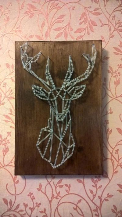 Лот: 10521344. Фото: 1. String Art картина "Олень". Картины, рисунки