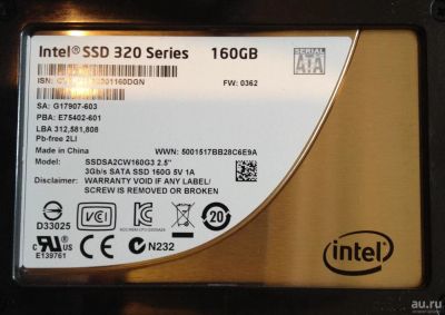 Лот: 7457768. Фото: 1. Intel ssd 320 series 160gb диск. Жёсткие диски