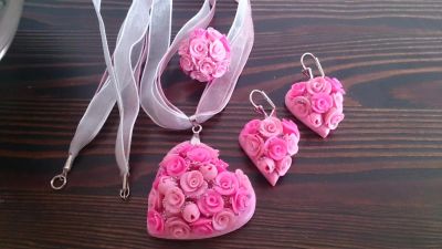 Лот: 4107603. Фото: 1. Комплект. "Розовое чудо "Авторская... Бижутерия ручной работы
