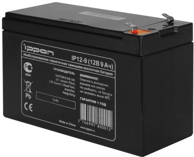Лот: 13792284. Фото: 1. Батарея для ИБП 12V 9Ah Ippon... Аккумуляторы