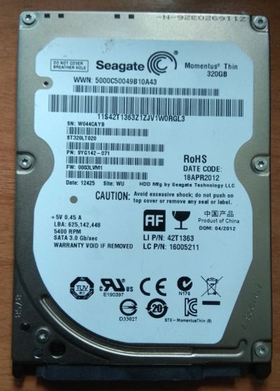 Лот: 16429407. Фото: 1. Жесткий диск Seagate Momentus... Жёсткие диски (HDD)