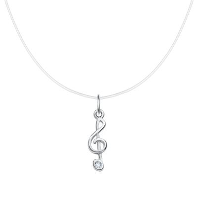 Лот: 23865163. Фото: 1. Серебряное колье Скрипичный ключ... Цепочки