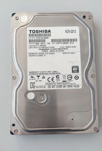 Лот: 21180422. Фото: 1. Жесткий диск Toshiba 500 Gb. Жёсткие диски (HDD)