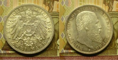 Лот: 18796576. Фото: 1. Вюртемберг 2 марки 1914 г. Германия и Австрия