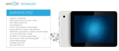 Лот: 4407672. Фото: 1. планшет World Diamond Pad WDP-3066... Планшеты