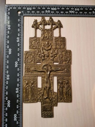 Лот: 17057134. Фото: 1. Крест, 19 век, бронза, редкий!. Иконы