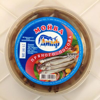 Лот: 6457241. Фото: 1. Рыба мойва пряного посола в банке. Икра, рыба, морепродукты